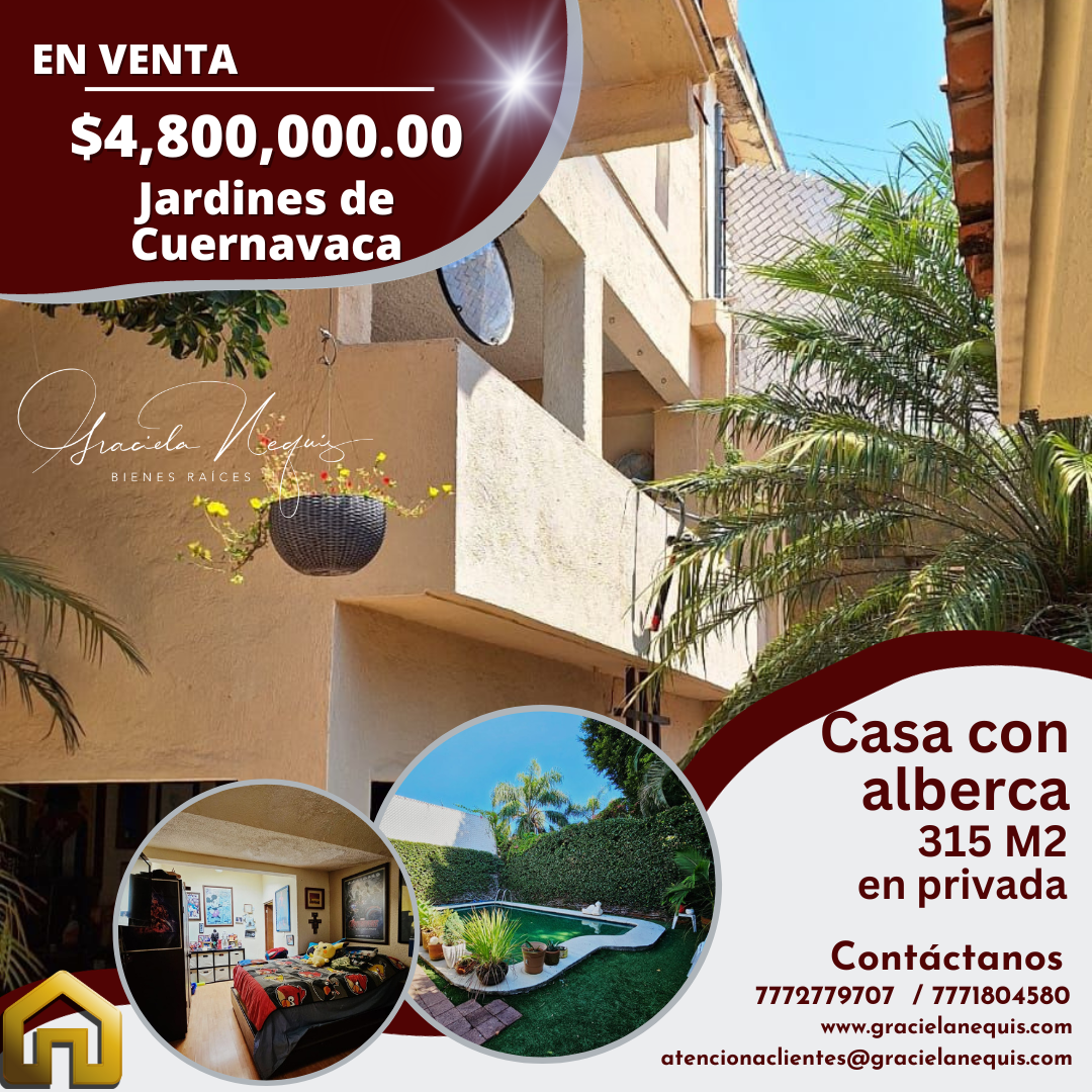 Casa con alberca ubicada en Jardines de Cuernavaca; Mor. Cod. 208