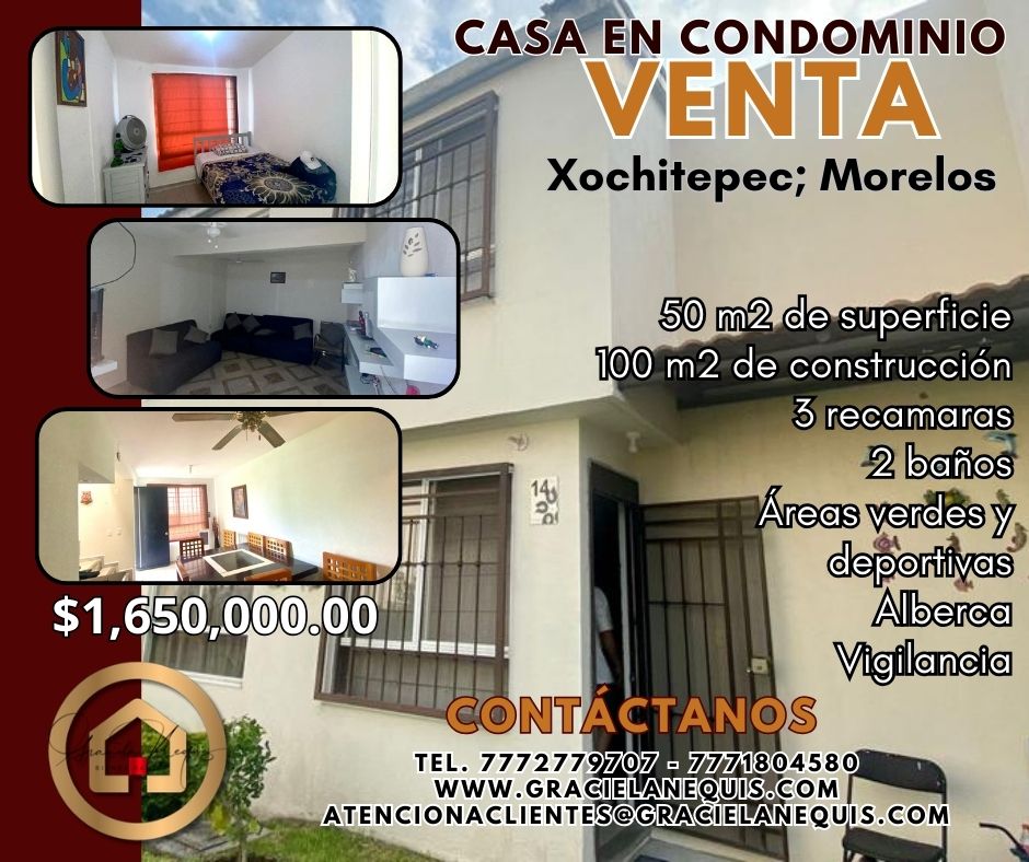 Casa en Condominio, Fracc. Real de Santa Fe II, Xochitepec; Mor. Cod. 234