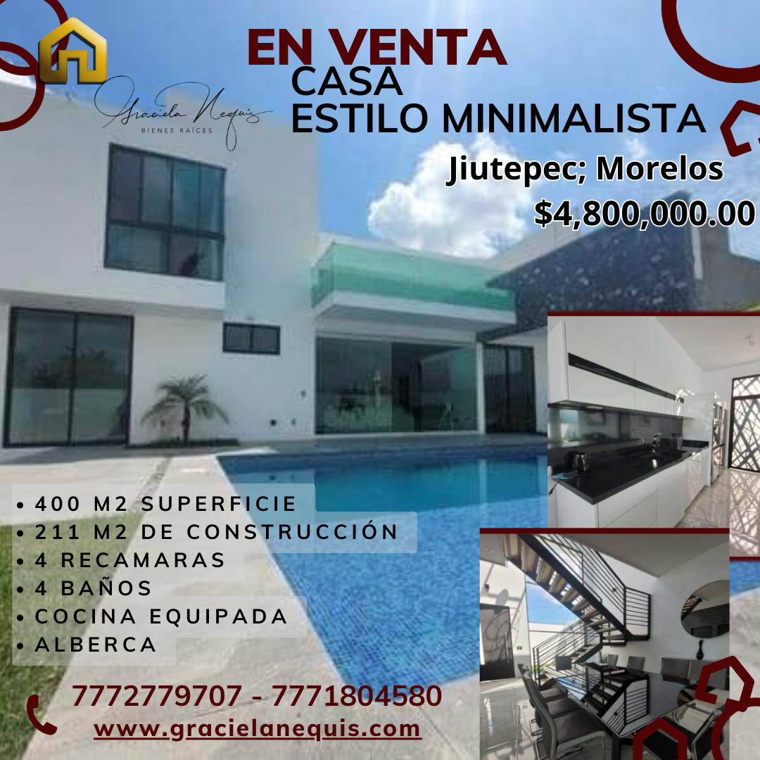 Casa con estilo minimalista ubicada en Jiutepec, Morelos. Cod. 242